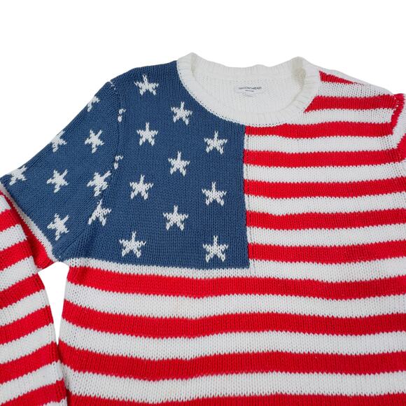 Grayson Threads Loose Knit Patriotic USA Flag Pullover Sweater Women's Size L - Picture 2 of 6